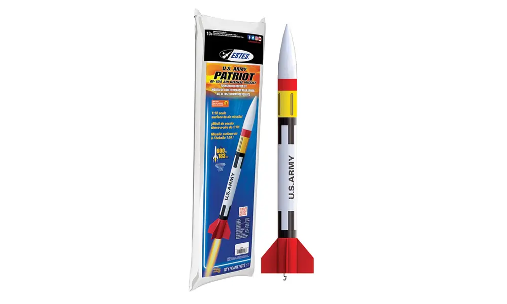 US Army Patriot M-104 1:10 Scale Model Rocket Kit, Skill Level 1 B and C engines 18mm mount model rocketry