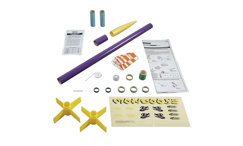 Mongoose modellrakettsett, 2-trinns rakett, ferdighetsnivå 1, vekselstrømsmotorer, 4 image model rocketry