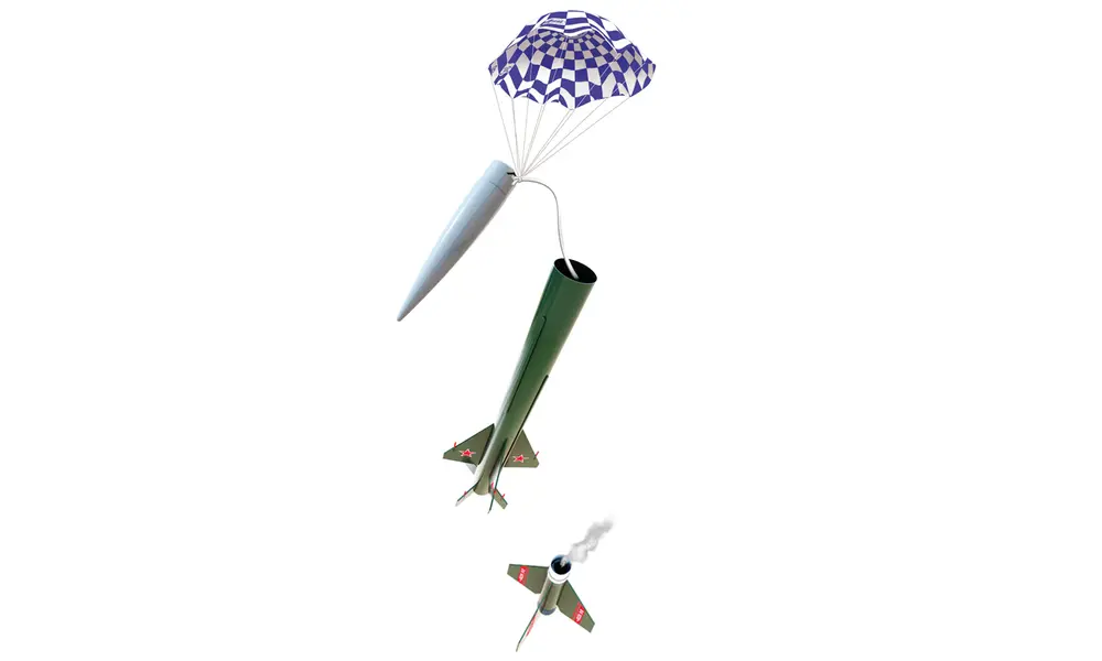 SA-2061 Sasha Model Rocket Kit Skill Level 3 24mm mount D-E engines, 5 image model rocketry
