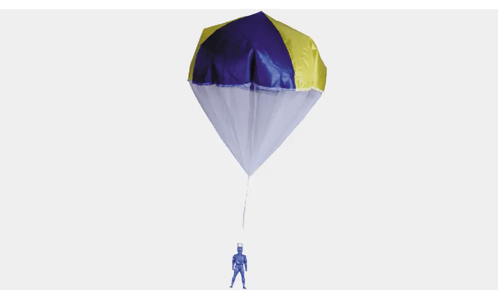 48cm Skydiver man met genaaide parachute, Klima, Productopties: 480 mm Klima genaaide parachute - Met skydiver