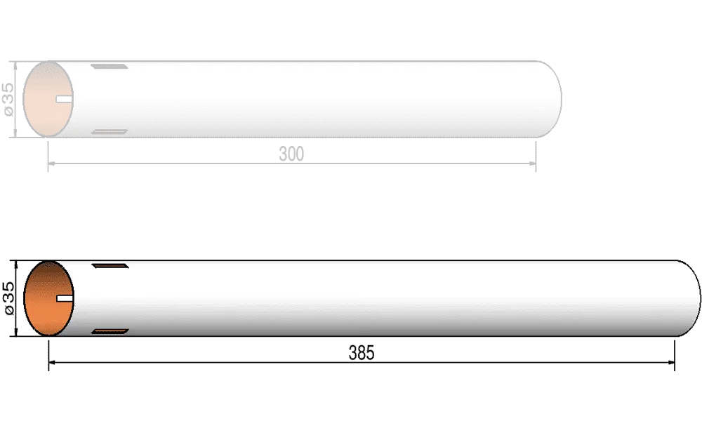 Body tube 35mm x 385mm - 3 slots - airframe Klima model rocketry