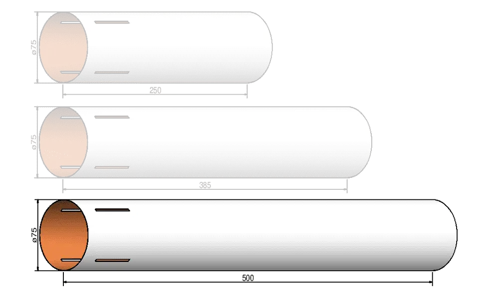 Body tube 75mm x 500mm - 4 slots - airframe Klima model rocketry