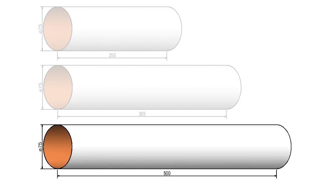 Tubo del corpo 75 mm x 500 mm - cellula Klima