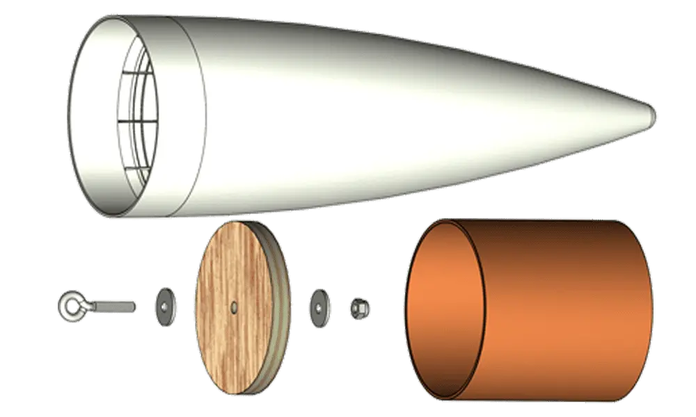 75 mm:n kartiokärki, valkoinen ABS-muovi, Muita tuotevaihtoehtoja: Klima-kärkikartio 75 mm valkoinen, 2 image model rocketry