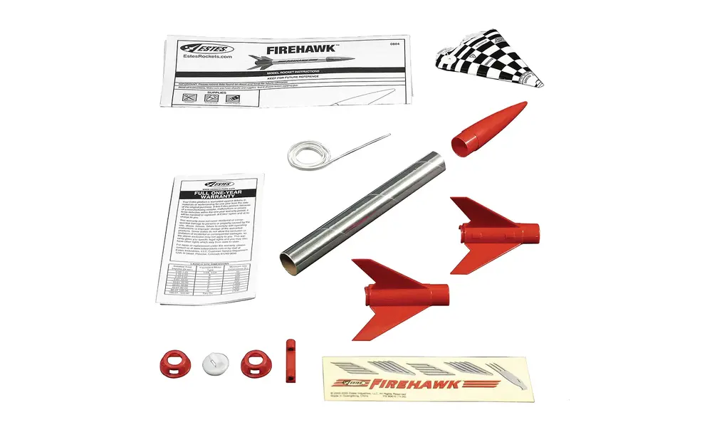 Firehawk Estes model rocket kit, 3 image model rocketry
