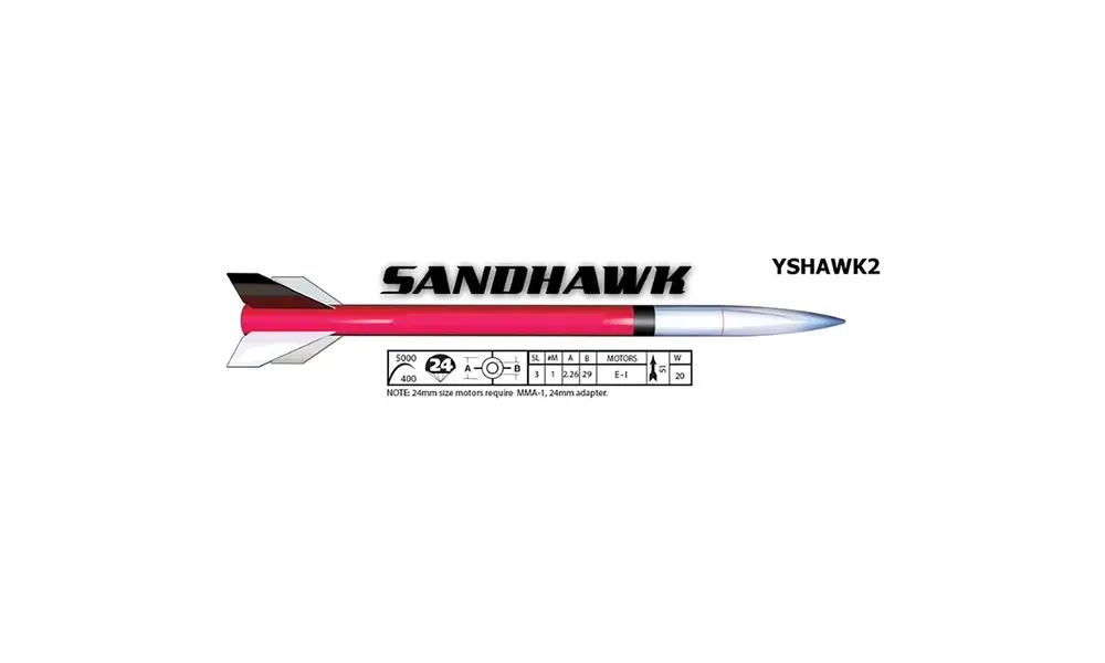 2,26" Sandhawk locomotief precisie mid-high power modelraket kit, 3 image