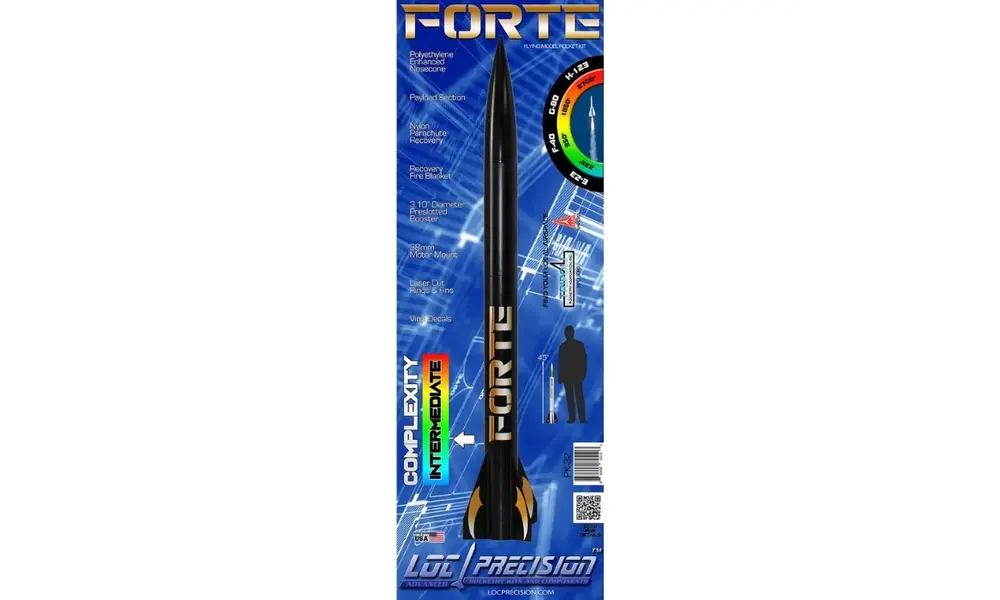 FORTE 3.1" (78.7mm) LOC Precision model rocket kit, 2 image model rocketry