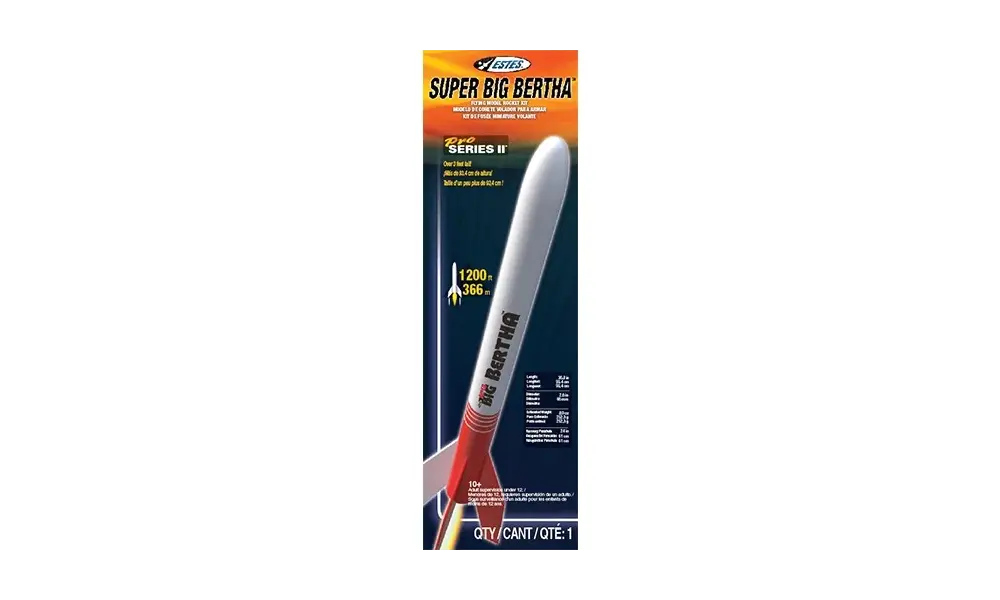 Pro Series II Super Big Bertha Model Rocket Kit, Skill Level 3 2.6" wide, 3 image model rocketry