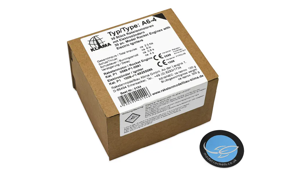 Klima A6-4 Teampaket inkl. elektronischer Zünder (30 Stück) Raketenmotoren Triebwerke Bulk, Produktoptionen: Klima Großpackung - A6-4 - 30 Stück, 2 image