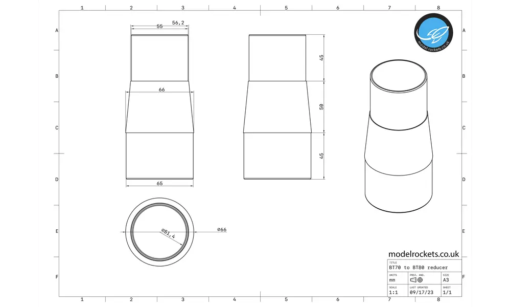BT70 auf BT80 Hochtemperatur-Nylonrohrreduzierer für Klimarohr (55,2 mm Innendurchmesser - 65 mm Innendurchmesser) Übergangsadapterkonverter BT-70 BT-80 Hochleistungswandler, Produktoptionen: 55,2 mm - 65 mm BT70-BT80 Reduzierstück (Hochtemperatur-Nylon, 2 image