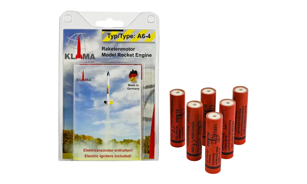 A6-4 Six Pack 18mm Klima model rocket motors engine, Other product options: A6-4 Six pack - 18mm Klima motors model rocketry