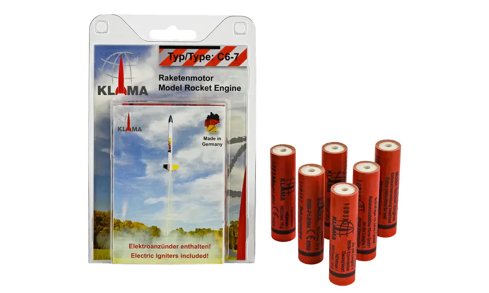 Motores de cohete modelo Klima C6-7 Six Pack de 18 mm
