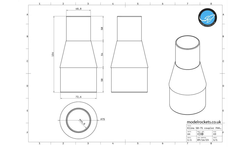 Réducteur de tube en nylon haute température 75 mm - 50 mm pour adaptateur de transition de tube Klima (ID 48,8 mm - ID 72,6 mm) transducteur robuste, Options du produit: Réducteur Klima 50 mm - 75 mm (nylon haute température), 2 image