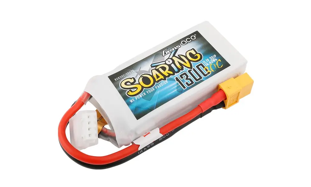 Li-Po 3S 11,1 V 1300 mAh 30 °C. Hochfliegend mit XT60 Lithium-Polymer-Akku (Li-Po)., Weitere Produktoptionen: 1300 mAh 11,1 V Li-Po
