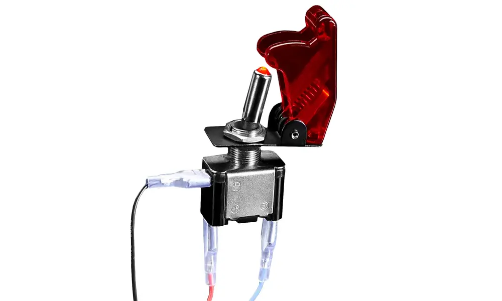 Illuminated Toggle Switch with Cover - Red