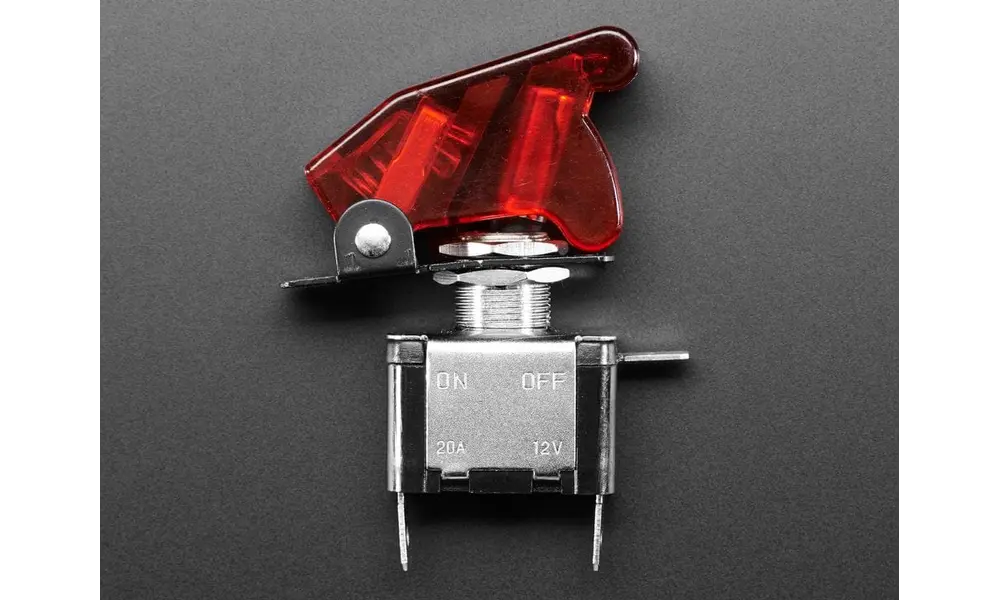 Illuminated Toggle Switch with Cover - Red, 2 image