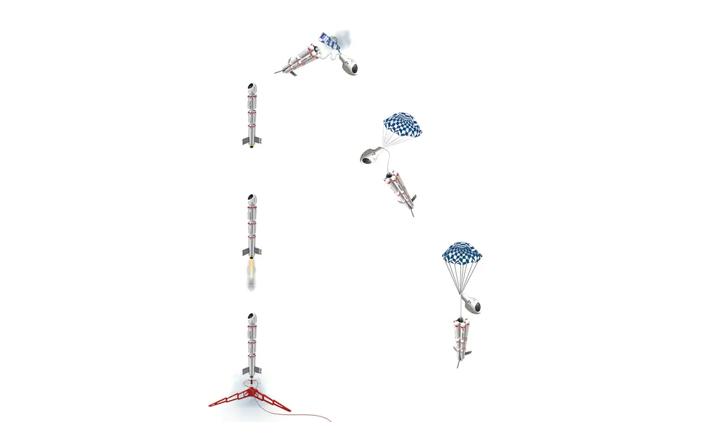 Explorer Aquarius model rocket, 5 image model rocketry