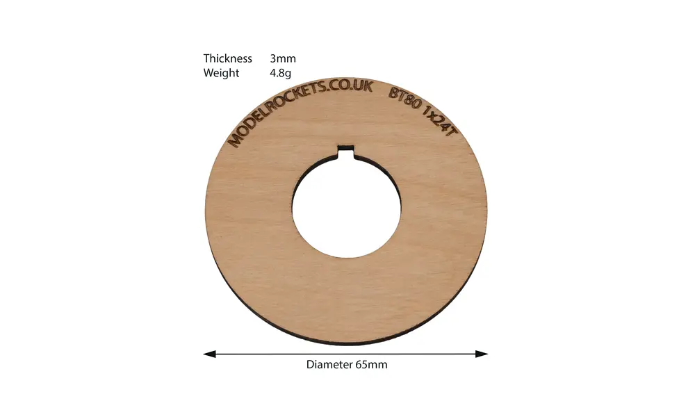 2x BT80 (65 mm) 1x24 mm centreerring met uitsparing voor bevestigingshaak (3 mm multiplex), Productopties: BT80 1x24mm (haak), 2 image