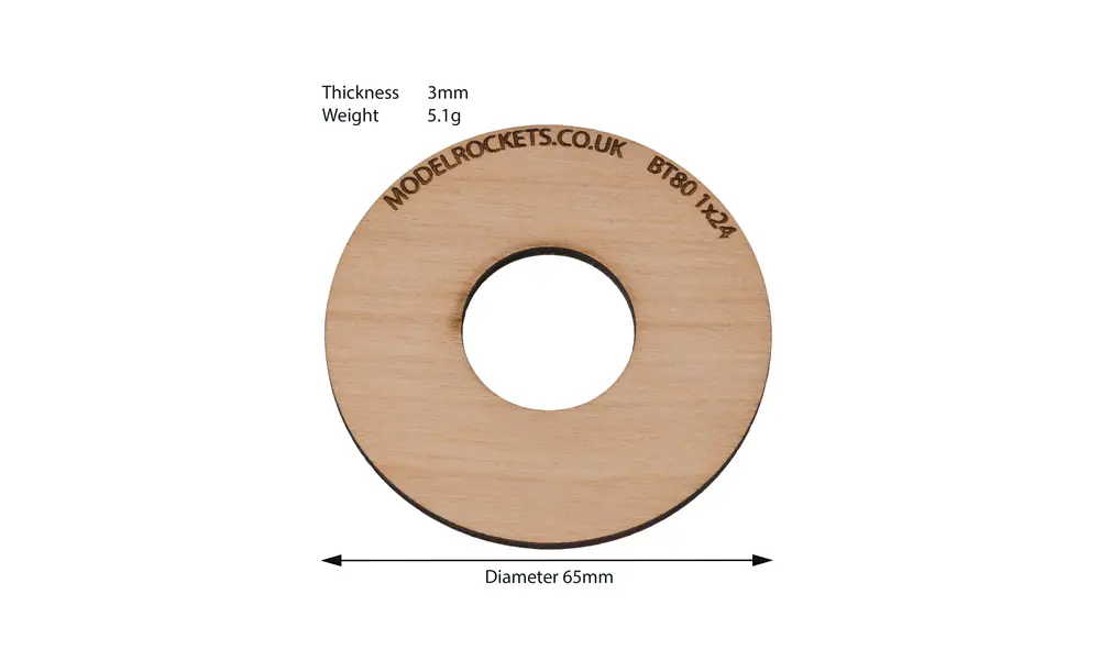 2x BT80 (65mm) 1x24mm centering ring (3mm plywood), Other product options: BT80 1x24mm, 2 image model rocketry