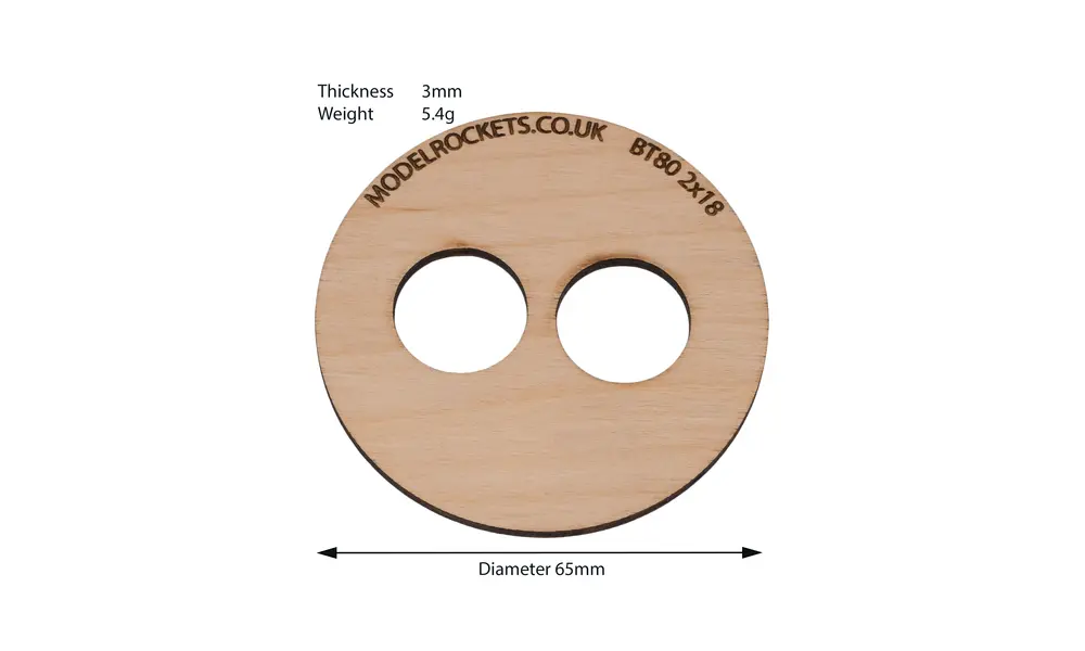 2x BT80 (65mm) 2x18mm centering ring (3mm plywood), Other product options: BT80 2x18mm, 2 image model rocketry