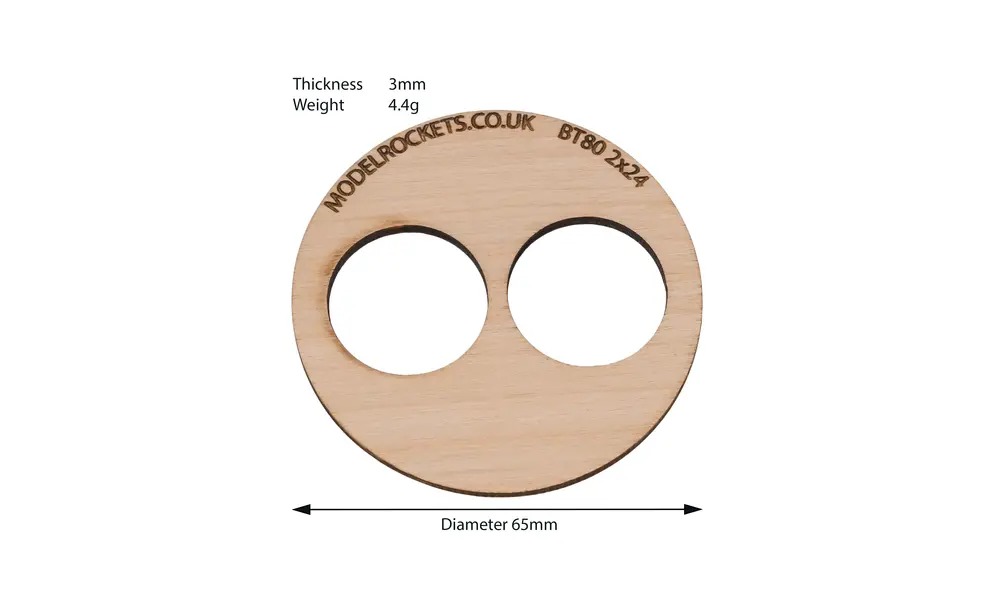 2x BT80 (65mm) 2x24mm centering ring (3mm plywood), Other product options: BT80 2x24mm, 2 image model rocketry