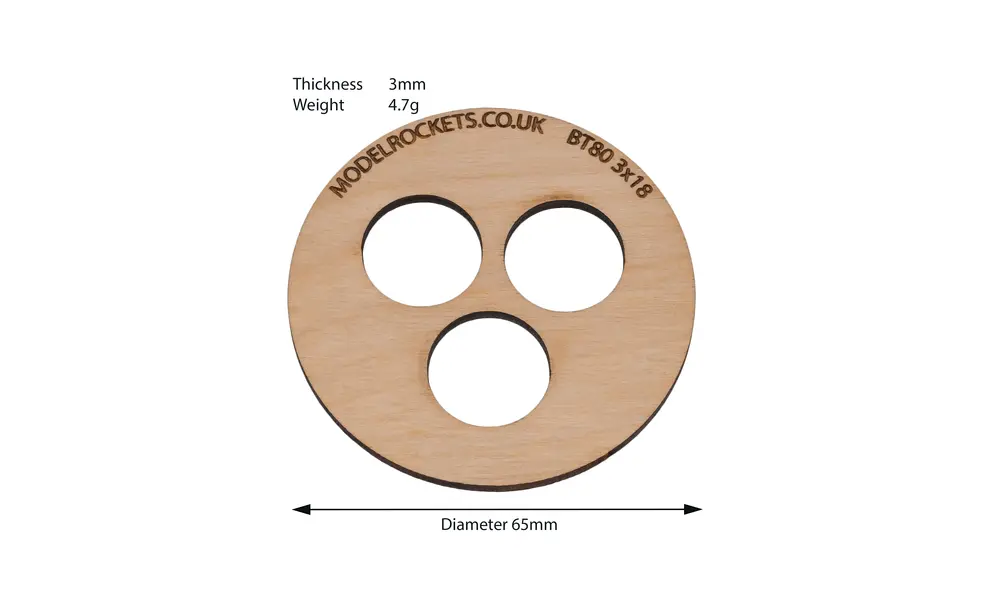 2x BT80 (65mm) 3x18mm centering ring (3mm plywood), Other product options: BT80 3x18mm, 2 image model rocketry