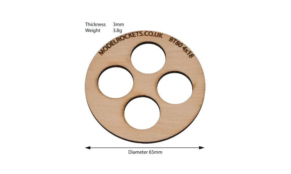 2x BT80 (65mm) 4x18mm centering ring (3mm plywood), Other product options: BT80 4x18mm, 2 image model rocketry