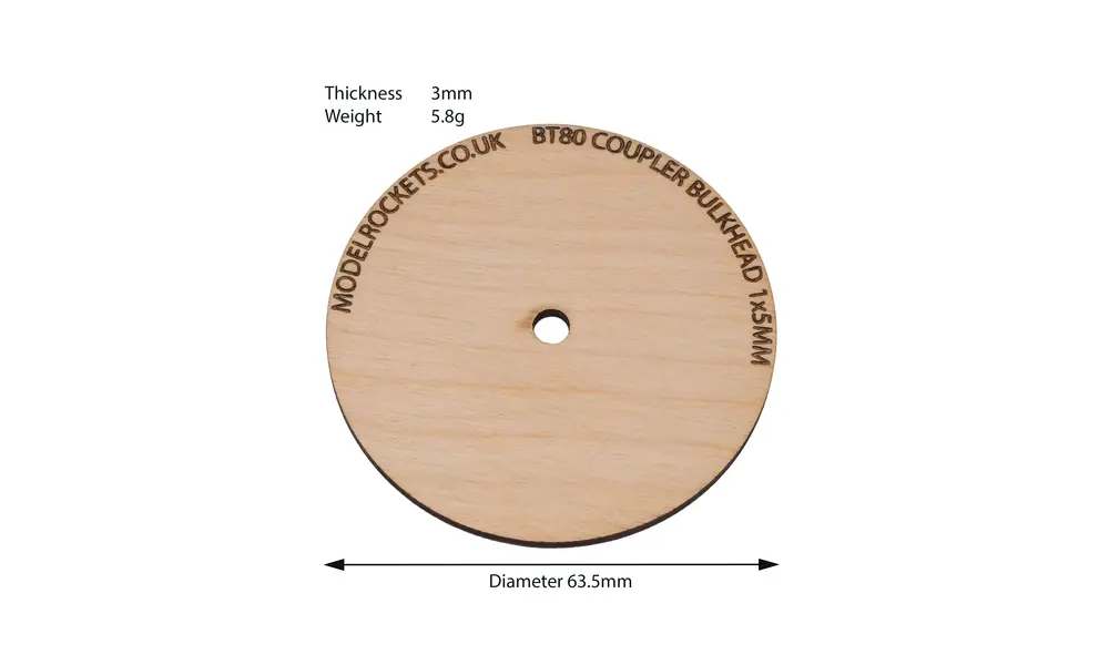 2x mamparo acoplador BT80 de 65 mm con orificio central de 5 mm (madera contrachapada de 3 mm), Opciones de producto: Acoplador de mamparo BT80 con orificio central de 5 mm, 2 image