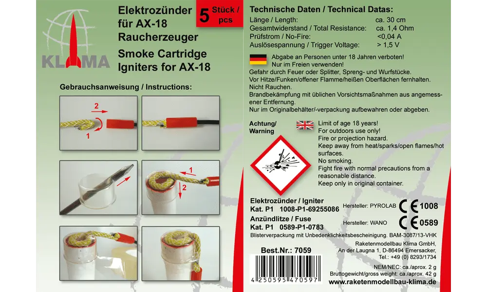 Klima 6 pack ontstekers / starters voor modelraketten [CLONE] [CLONE]