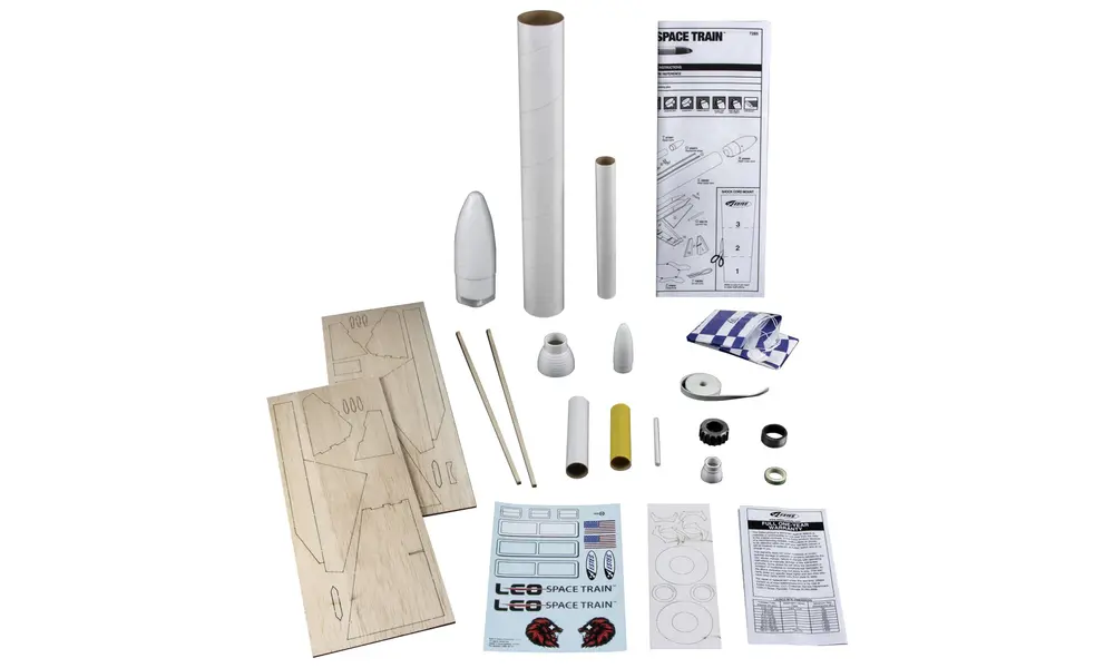 LEO Space Train model rocket kit, 4 image model rocketry