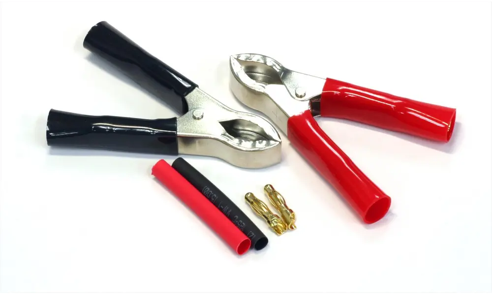 Crocodile Clips with 4mm Gold connector, 2 image model rocketry