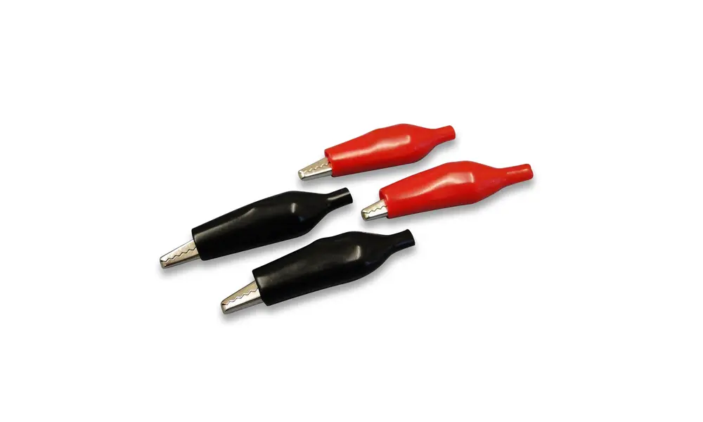 Mini-Krokodilklemmen - 4er-Pack (2 rot, 2 schwarz)