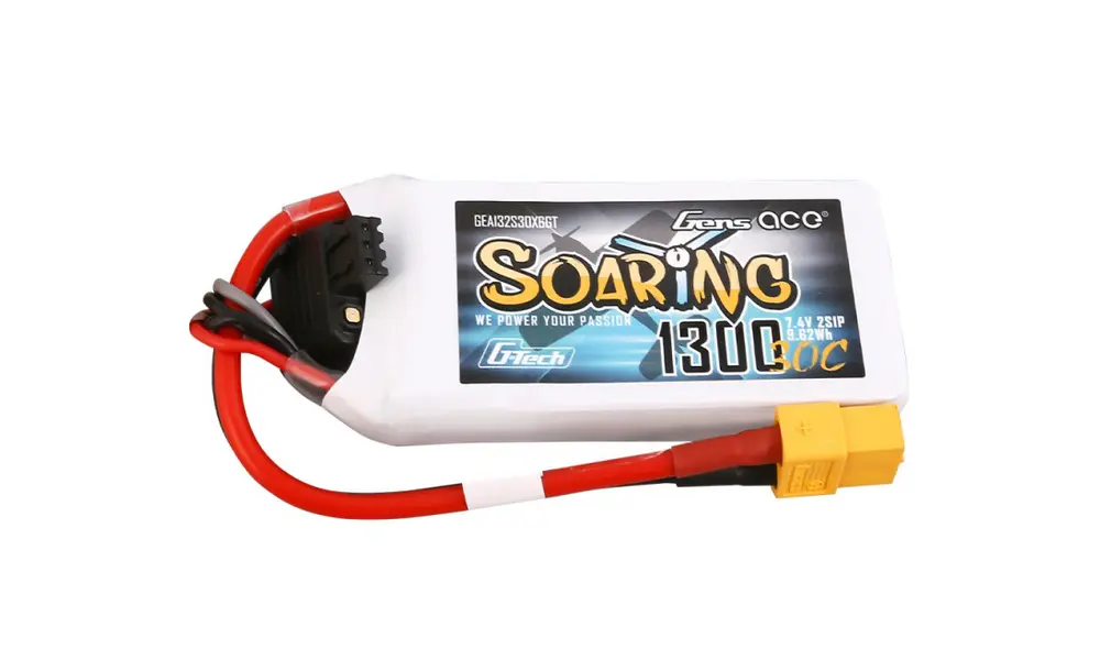 Batería de litio G-Tech 2S 7,4 V 1300 mAh 30 C Soaring con conector XT60, 3 image