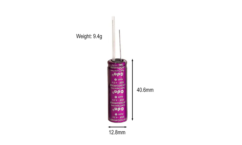 500F Lithium ion super capacitor 4.0v to 2.5v (200mAh) 4A rated 4v, Other product options: 500F Super capacitor (200mAh), 3 image model rocketry