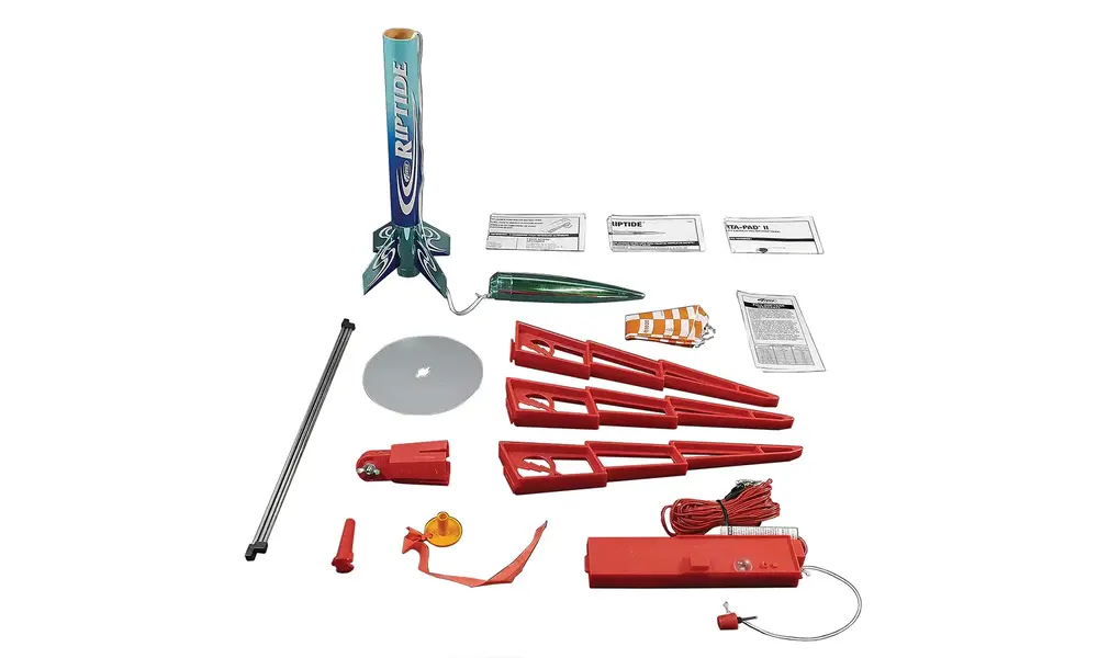 Riptide & Wizard dual pack with 6 motors and building supplies - Ready to fly and constructable rocket kit, 9 image model rocketry