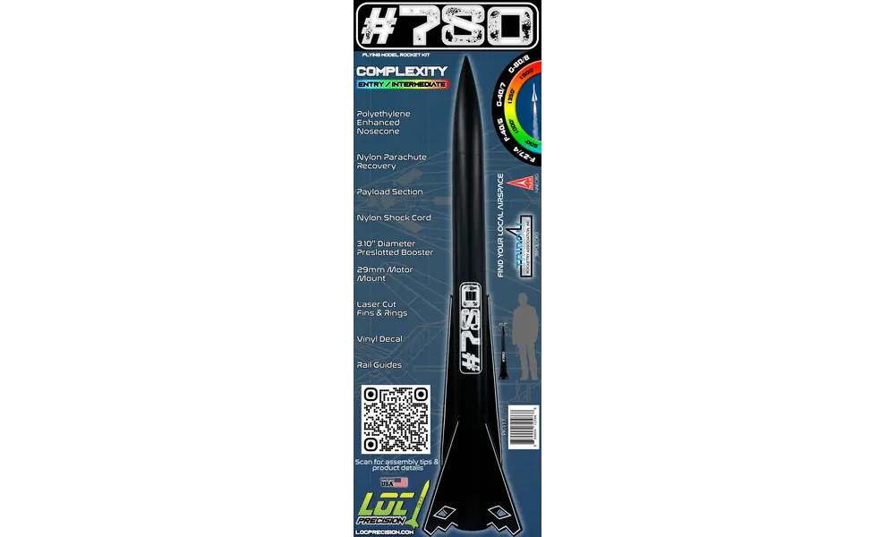 #780 Loc precision black model rocket kit, 2 image model rocketry