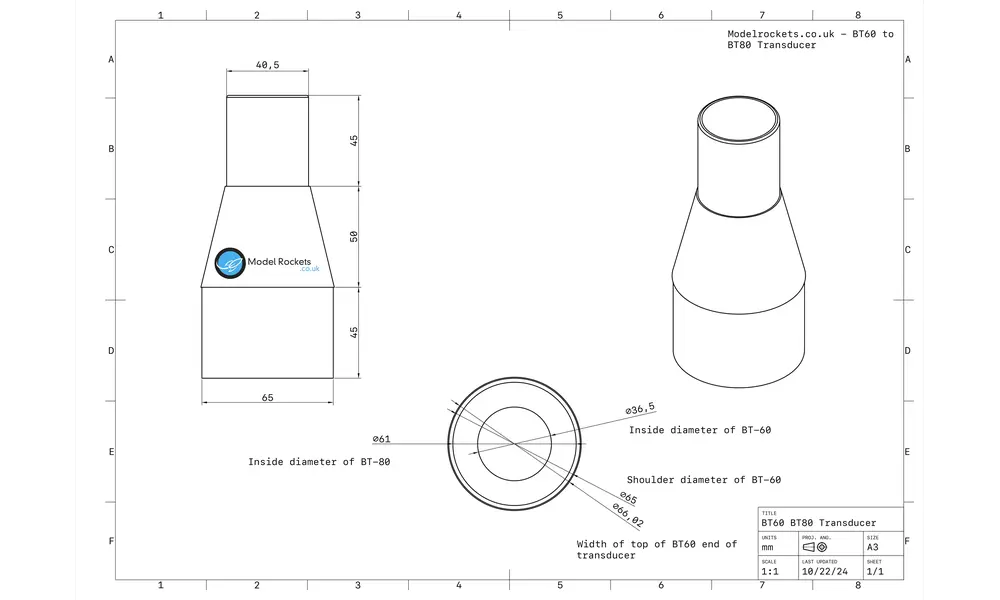 BT60 naar BT80 Hoge temperatuur nylon buisverloopstuk voor Klima buis (40,5 mm ID - 65 mm ID) overgangsadapterconverter (BT-60 BT-80) zware transducer, Productopties: 40.5mm - 65mm BT60-BT80 reducer (High temp nylon, 3 image