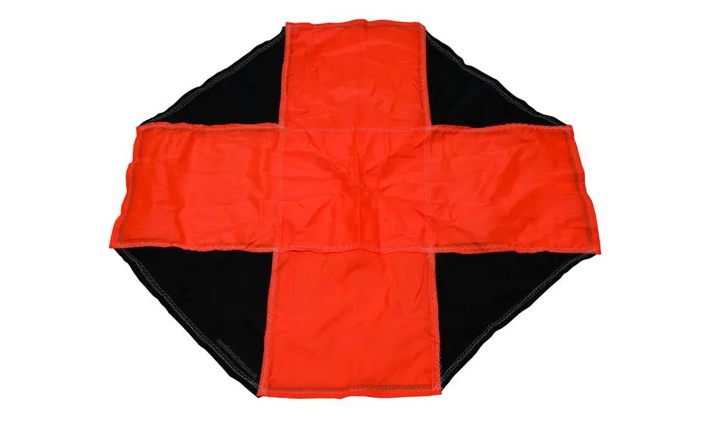 24" (610mm) Crossfire reinforced topflight parachute (Neon Orange / Black) model rocketry