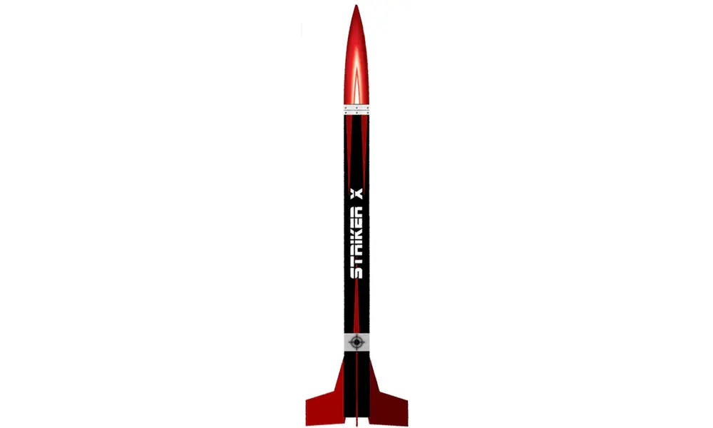 Striker X 1" (25mm) LOC Precision model rocket kit A-D motors 18mm mount Flies to 2000ft model rocketry