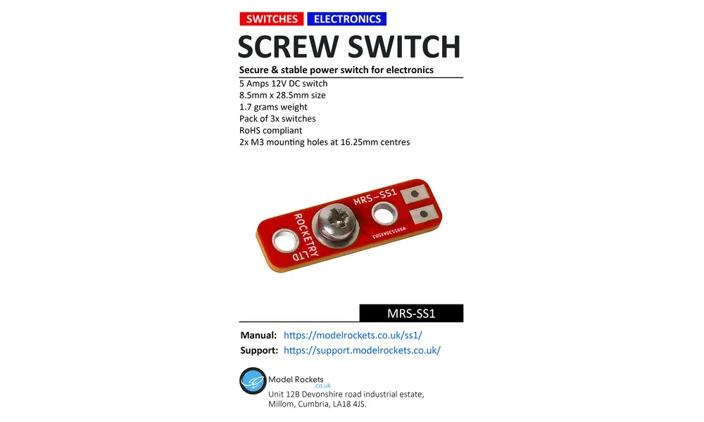 3x Heavy duty screw switch for turning electronics on and off securely, 3 image model rocketry