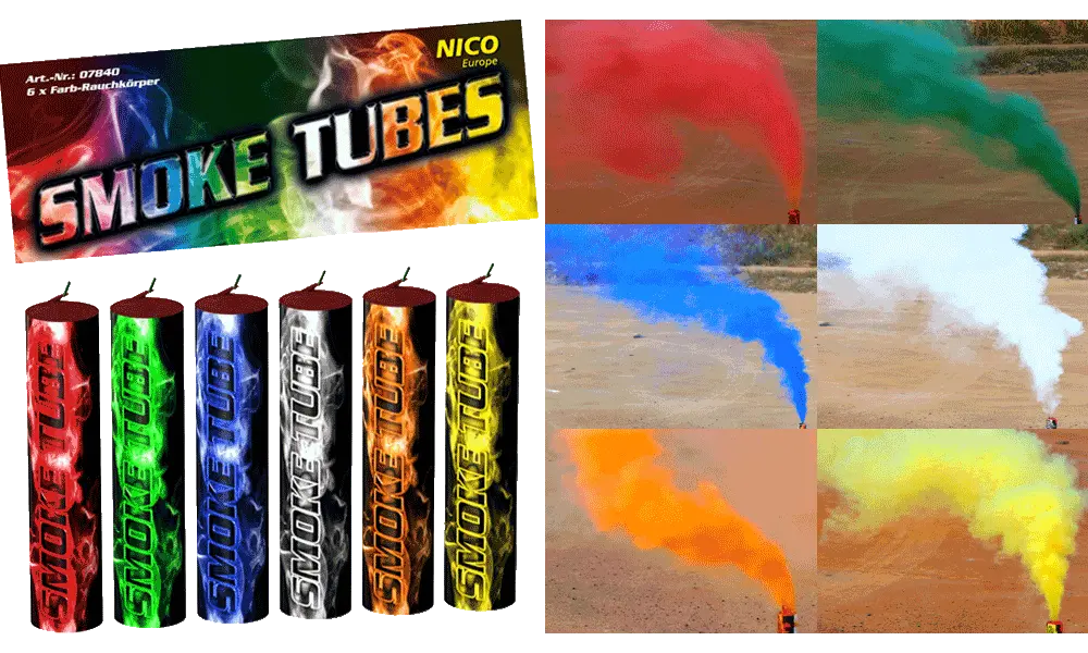 NICO Europe Smoke Tubes Mixed Colours (6 pack) model rocketry
