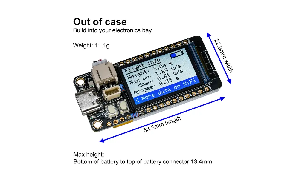 Black Kite Altimeter, ready to fly logging development altimeter with WiFi and advanced settings, 4 image model rocketry