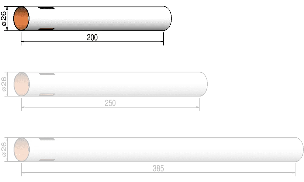 Tubo corpo 26mm x 385mm - 3 slot - cellula Klima [CLONE] [CLONE]