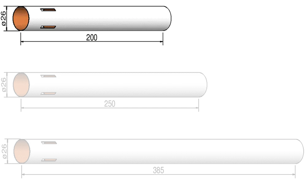 Body tube 26mm x 200mm airframe with 4 pre cut slots Klima model rocketry