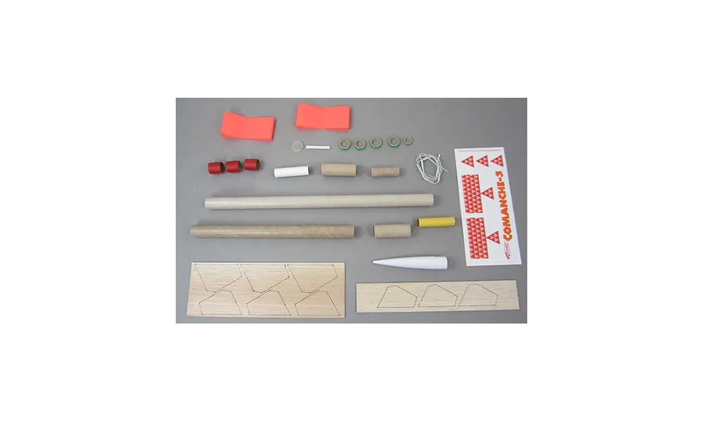 Estes Comanche-3 modelraketbyggesæt - 3-trins, færdighedsniveau 3, kom 1/2 mil højt op!, 3 image model rocketry