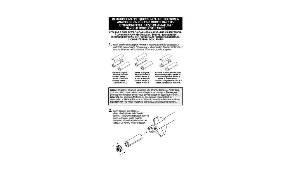 24 mm til 29 mm Estes motor-/motoradaptere Standard, 3 image model rocketry