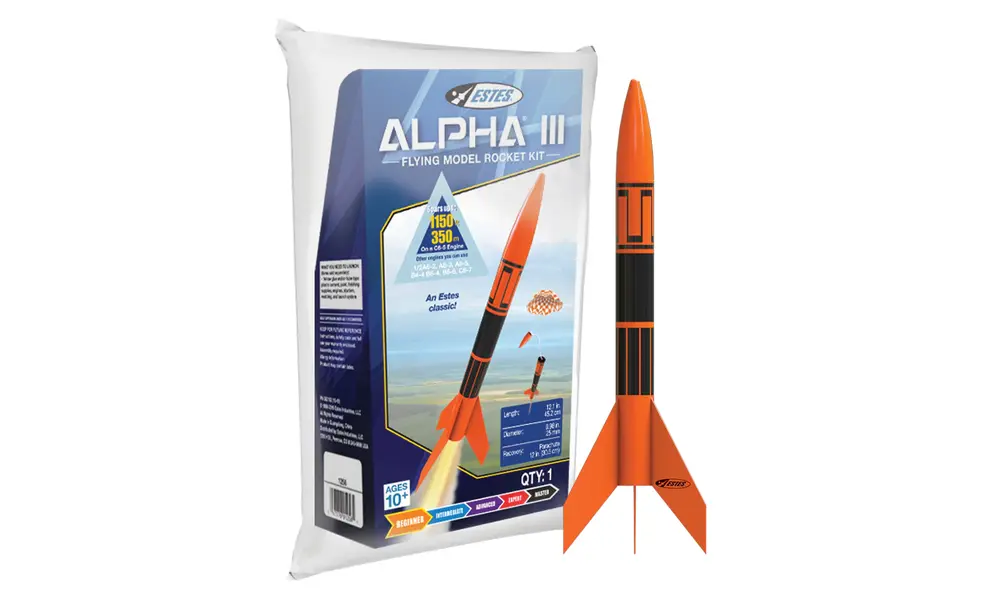 Estes Alpha III rakettmodellbyggesett - klassisk - enkel å montere - AC-motorer model rocketry