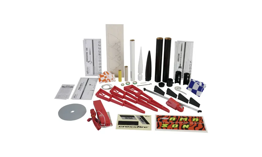 Deluxe Tandem X starter launch set with motors, all in for 6 launches, Estes model rocket kit with motors, Other product options: Tandem X - Deluxe with motors, 3 image model rocketry