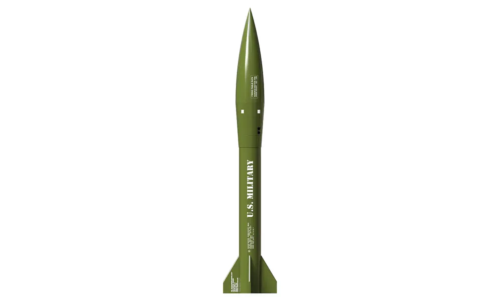 Mini Honest John rakettmodellsett - ferdighetsnivå 1,13 mm motorfeste, minimotorer, 3 image model rocketry