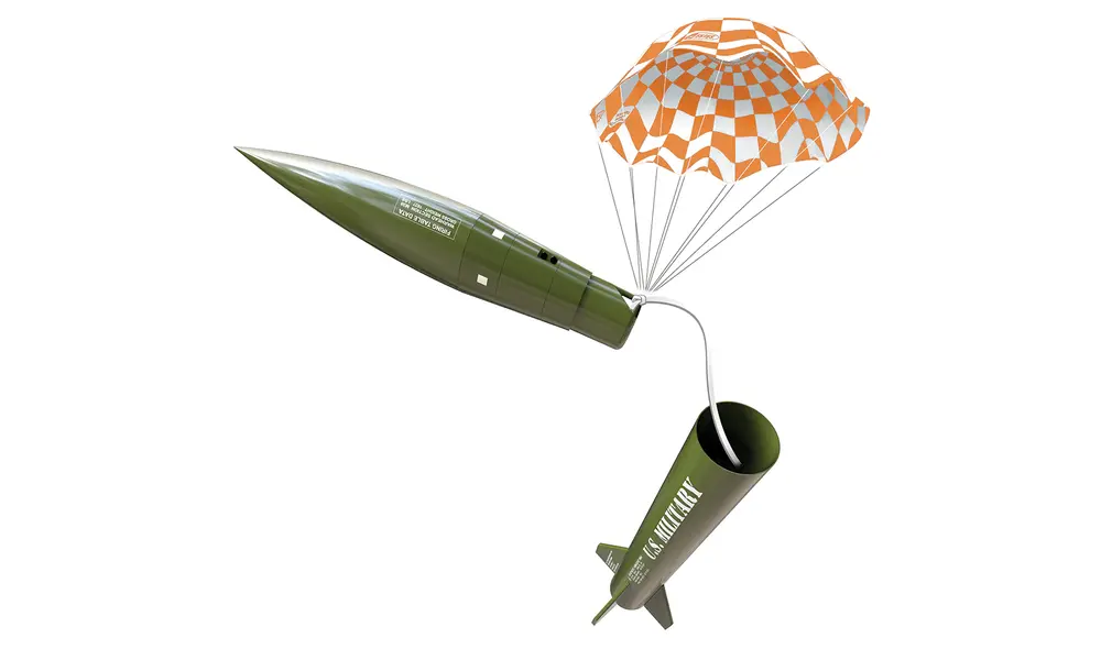 Mini Honest John rakettmodellsett - ferdighetsnivå 1,13 mm motorfeste, minimotorer, 4 image model rocketry